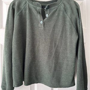 Long sleeve waffle shirt - Old Navy brand, Olive, size M